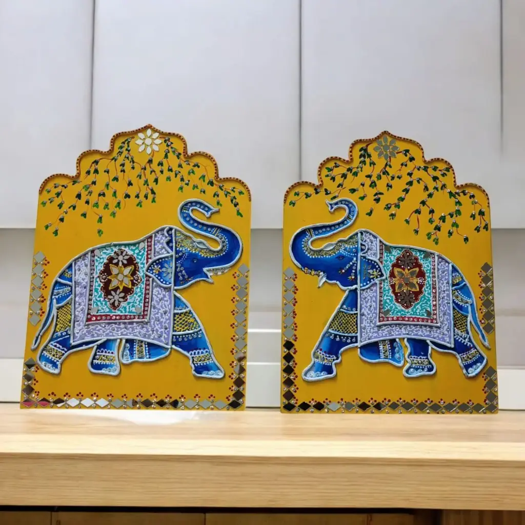 Handmade Lippanart Elephant ( Pair )
