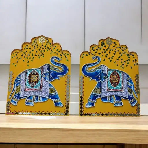 Handmade Lippanart Elephant ( Pair )